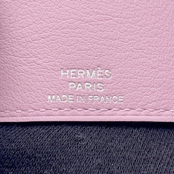 HERMES Julis Nano Verso Togo Leather/Swift Leather Blue France/Mauve Sylvester - Picture 3 of 9